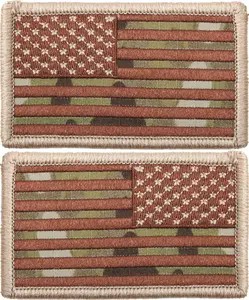 Multi Cam USA Flag Military Hook & Loop American Flag Patch SET - 2 PATCHES!