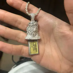 .925 Moissanite Jesus Pendant 30mm - Elegant Design