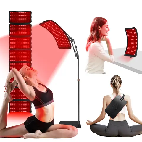 Veefy Red Light Therapy Device – 660nm Red & 850nm Infrared LED Lamp for Face & Body, Versatile Design with Stand, Legs & Strap, Well-Made and Easy to Use