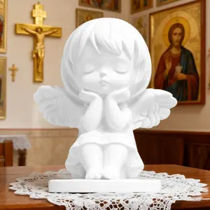 Seated Angel Statue, Elegant Home Decor, Spiritual Figurine, Religious Decoration, Perfect Gift for Religious Occasions, High-Quality Material
