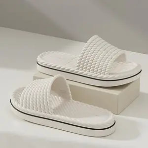 1 Pair Unisex Quick-Dry Lightweight Slides - Black & Gray EVA Open-Toe Slippers for Home, Shower, Pool, Bathroom, Dorm, and Camping, Poolside Footwear |   Minimalist Design |   Durable Slippers