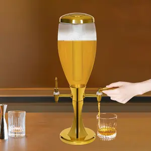 Portable Beverage Tower with Dual Faucets and Ice Container Ideal for Beer and Refreshing Drink  Utensils Home Modern
