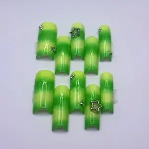 Lime green Sweater vibez press on nails