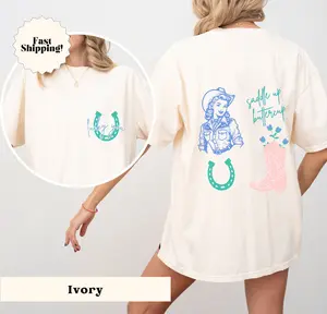 Cowgirl Bachelorette Shirt, Boho Tshirt, Cowgirl, Cowgirl Shirt, Oversized Tee, Rodeo, Western Graphic Tee, Western, Saddle Up Shirt, Horse Lover Tshirt