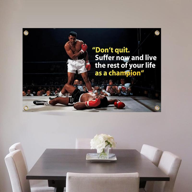 Muhammad Boxing 3x5Ft Flag Poster Tapestry for Wall Hanging College Dorm Men Cave Decoration Bedroom Gym Motivation Banner with 4 Brass Grommets
