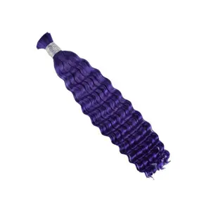 Deep Wave Bulk Human Hair Purple Braiding Hair 100 Grams for Stylish Braids and Extensions