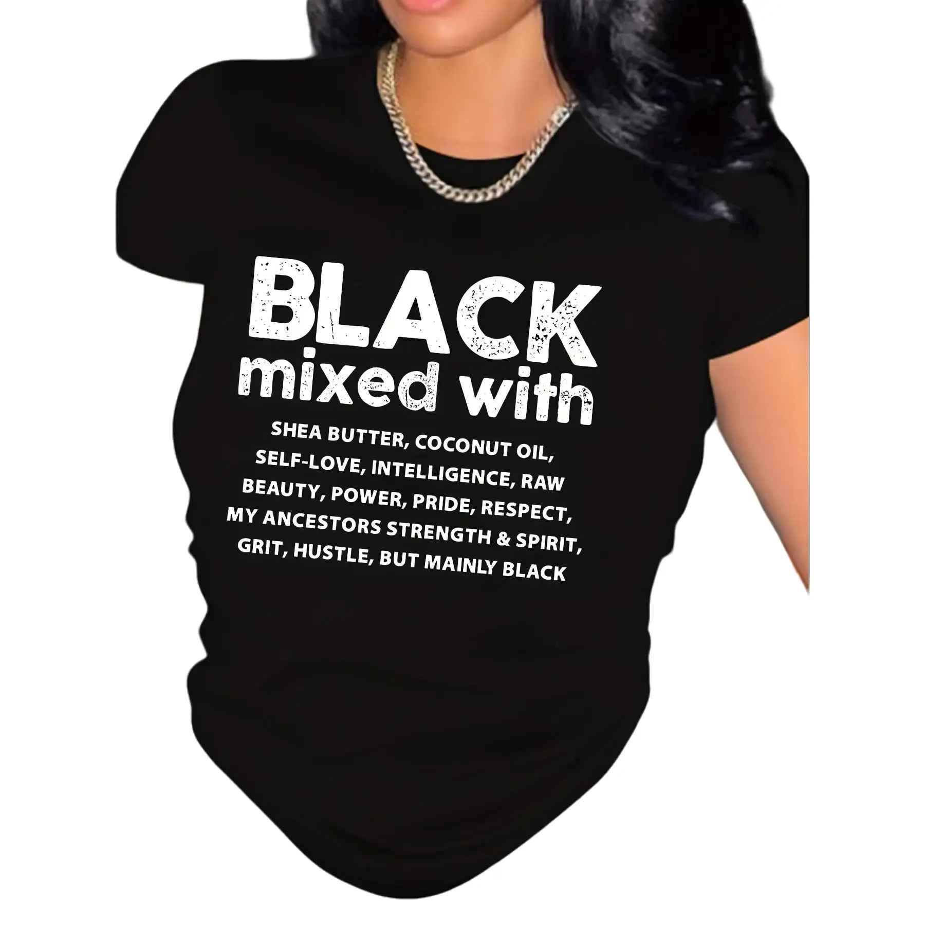 "Black Mixed With Shea Butter, Coconut Oil" Black Pride T-Shirt - Empowering Tee Black "But Mainly Black" Shea Butter Coconut Oil Graphic Tee - Black History Streetwear
