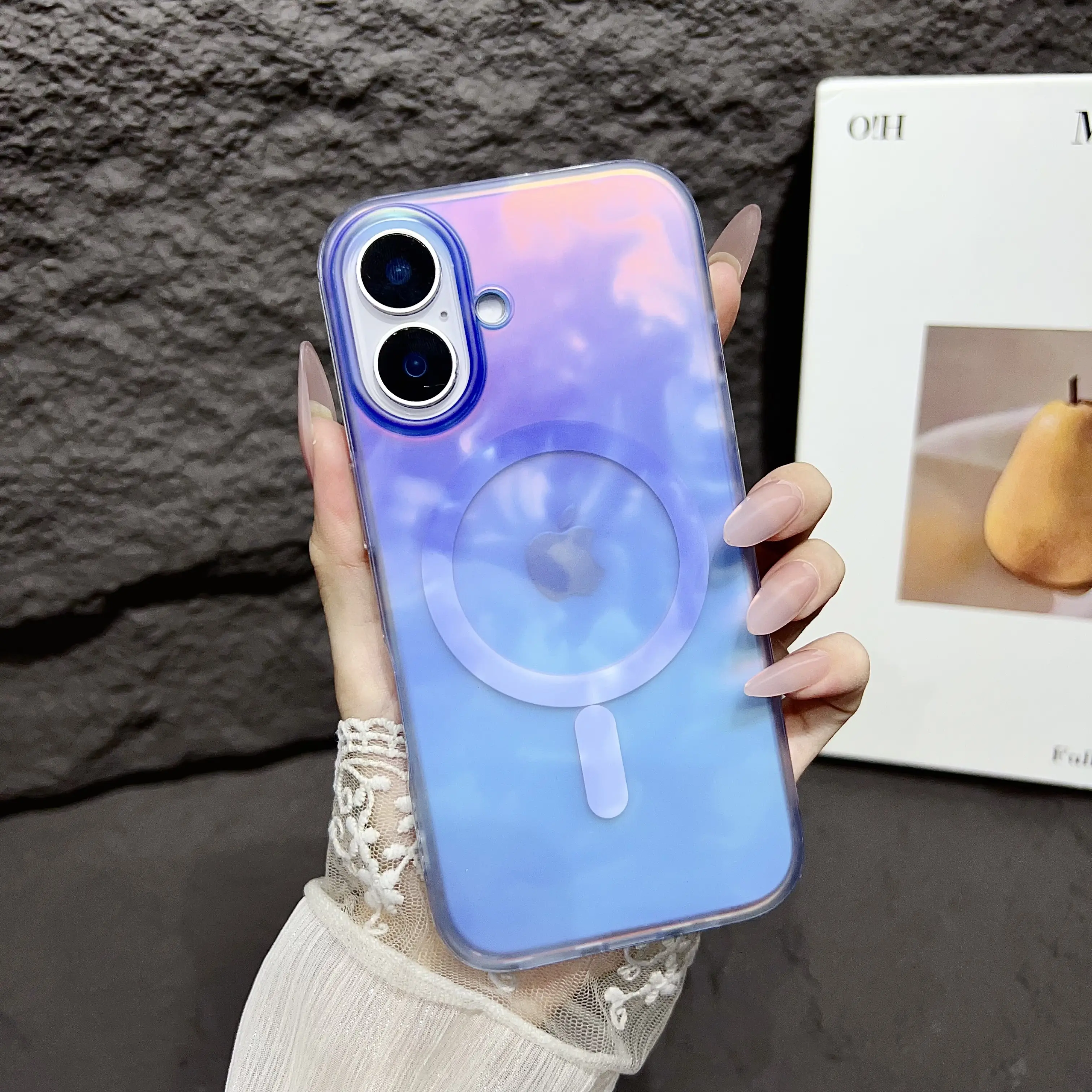 Magnetic Ink Color-Changing Smartphone Case, Strong Magnetic Casing with 4-Corner Anti-Fall Shockproof Protection, MagSafe-Compatible for iPhone 13/14/15/16/17 Pro Max Plus, Handheld Cellphone Accessories for Men and Women,summerwins # DealsForYouDays