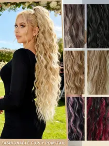 Claw Shaped Ponytail Extension, Multi-Color Water Ripple Design, 26-Inch Heat Resistant Fibre, Synthetic Ponytail Wig for Women, Synthetic Extensions
