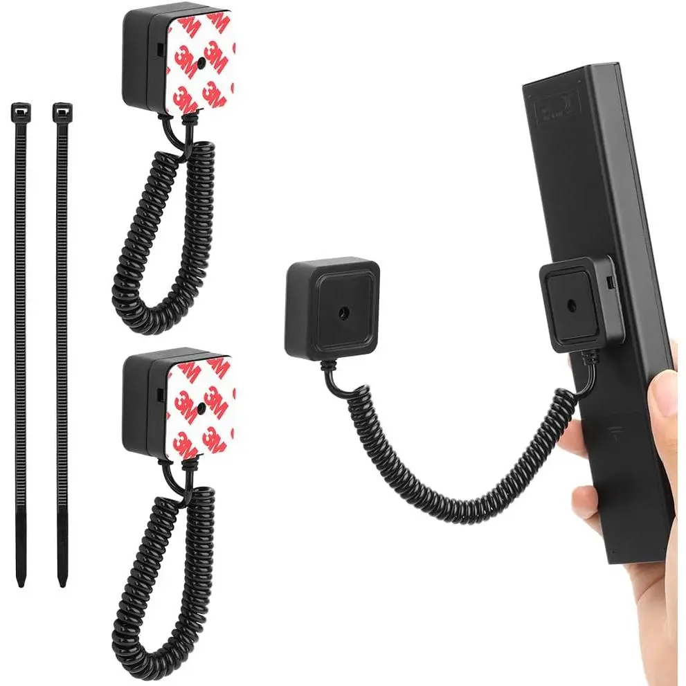 2-Pack  Remote Control Holders with Spring Ropes - Safely Secure TV Remotes & Small Items, Wall-Mount with Adhesive, Anti-Loss, Rapid Adsorption, Extendable Spring.(Black, 2 Pack)