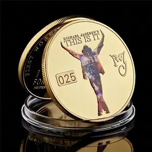 2pcs Michael Jackson The King of Pop Gold-plated Commemorative Coin Anniversary Gift Pop Collectible Coins