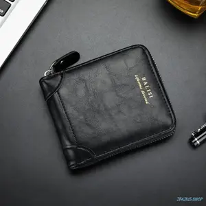 Vintage PU Leather Wallet for Men, Slim Bifold Zipper Wallet with Card Holder & Coin Pocket, Compact Retro Money Organizer for Daily Use, Travel, Business, Casual Everyday Carry