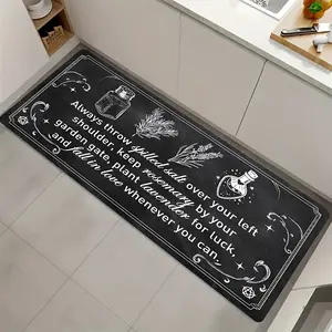 A Witch-Themed Kitchen Rug Made of High-Quality Flannel, 0.43 inch Thick, with a Non-Slip Backing . This Rug Is Perfect for Gothic Home Decor in Kitchens And Dining Areas, for Halloween