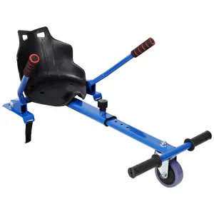 Hoverboard Go-Kart Seat Attachment, Adjustable Steel Frame Fits 6.5"/8"/10" Hoverboards, 360° Swivel Drift Wheel for Kids & Adults, Blue (Hoverboard Not Included)