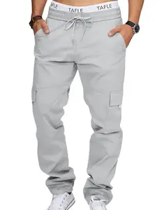 Men's Amish Style Diagonal Work Pants, Multiple Pockets Casual Relaxed Fit Commuter Sports Long Pants, Cross-Border American Stock Available