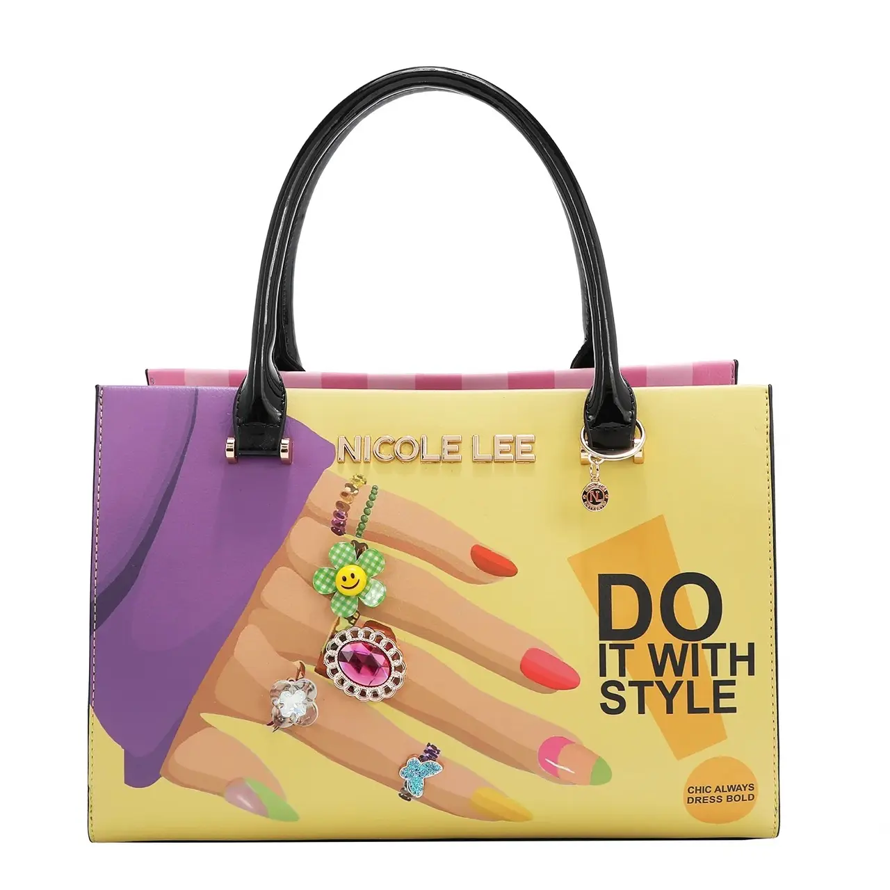NICOLE LEE Chic Satchel Handbag, Nail Polish Design Casual Handbag for Women