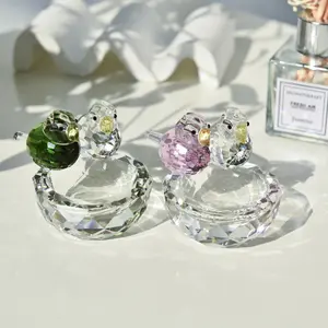 Crystal Bird Nest Creative Home Decor Ornament Double Bowl Nail Art Cup 5.2*5.5cm Green Pink Organiser Bottles Canister