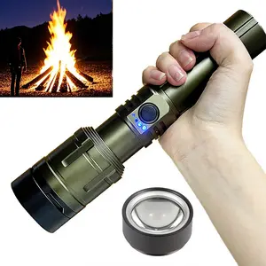 Huukers Tactical Flashlight 3000 Lumens Super Bright Rechargeable LED Waterproof Zoomable with Fresnel Lens Ignition & Strobe Memory Function for Camping Emergency Outdoor Hunting Hiking Fishing