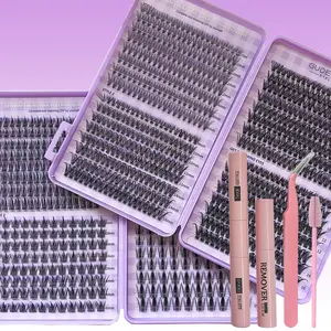 2 Box Pack 1040 Cluster Set, Natural Lash Clusters, Natural Look D Curl, Mixed Length 8-16mm, With Lash Bond And Seal, Lash Remover And Lash Applicator Brush Tool, Self Application At Home, DIY Eyelash Extensions, Perfect Gifts, Ideal for Christmas