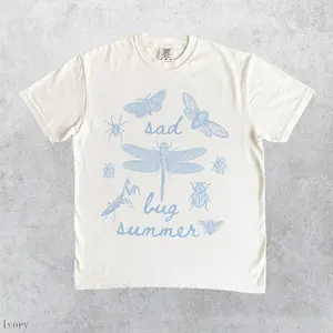 Sad Bug Summer Comfort Colors Shirt  Vintage Insect Graphic Tee  Cottagecore Nature Lover Bug Aesthetic T-Shirt, Ready to Go, No Effort Needed, Fun Graphics