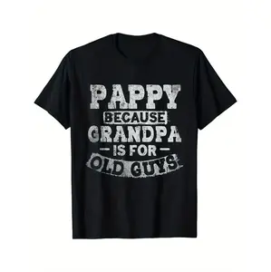 Humorous Grandfather T-Shirt for Father's Day Featuring Pappy Design in Classic Black Cotton Crew Neck Style