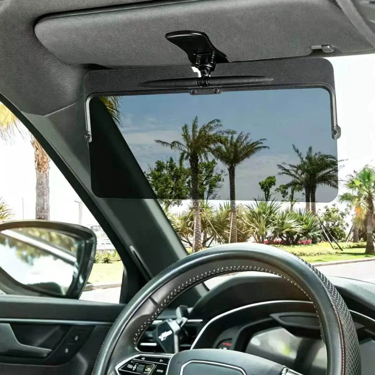 Universal Anti-Glare Polarized Car Sun Visor Extender with UV400 Protection 12.6 x 5 Lens Size Quick 5 Sec Install Safe Driving Windshield Shade for Car Inside, UV Ray Block Car Visor Extension, Easy Mount Vehicle Sun Shade Accessories