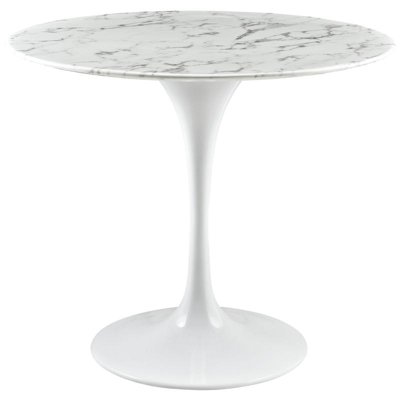Modway Lippa 36" Round Artificial Marble Dining Table in White