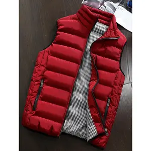 [Warm Sleeveless Vest] Thick Warm Sleeveless Vest - Men's Casual Zip-Up Jacket with Stand Collar and Pockets for Fall/Winter, Leisure Style, Conventional Version