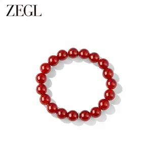 ZEGL Women's Natural Red Agate Bracelet, Hand-strung, relieves anxiety, brings new beginnings and good luck, and enhances empathy—a thoughtful gift for friends, daughters, and mothers