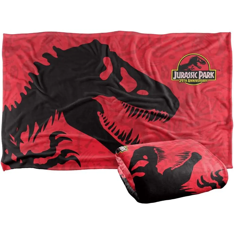 Jurassic Park Colorful Dinosaur Print Blanket - 25th Anniversary Polyester Microfiber Fleece, Silky Touch Cozy Style, Shrink Resistant, 36in x 58in, Home Room Decor Holiday Gift