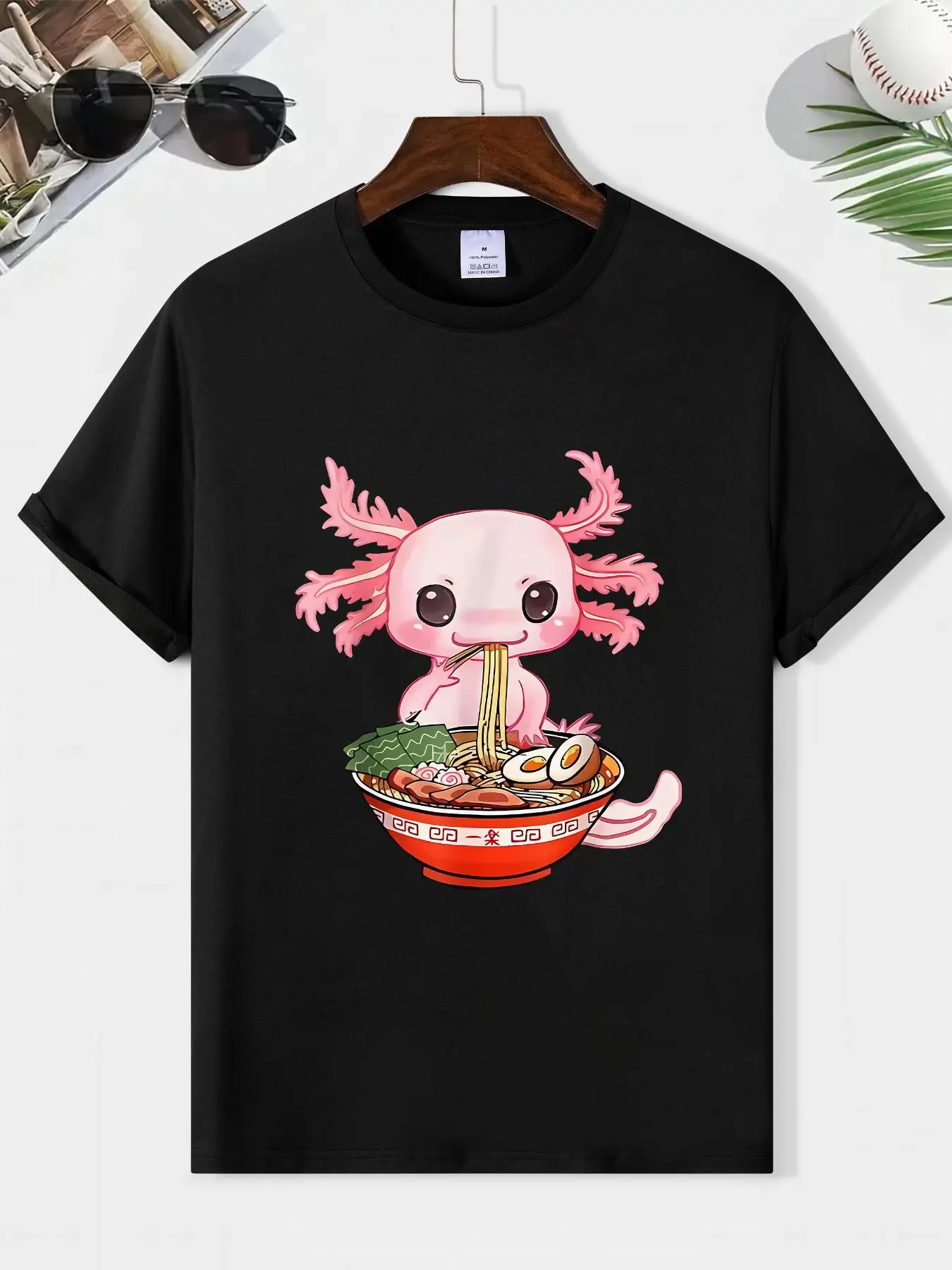 Men's Cartoon Print Round Neck Tee, Regular Fit Streetwear Cute Shortsleeve Crewneck T-shirt, Graphic Tees, Summer Clothes, Men's Streetwear Top for C