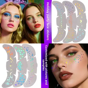 Holographic Laser Freckle Stickers – Realistic Waterproof Face Tattoos, Rainbow Glitter Design, Natural Sunburn Look, Long-Lasting & Customizable, Perfect for Music Festivals & Parties
