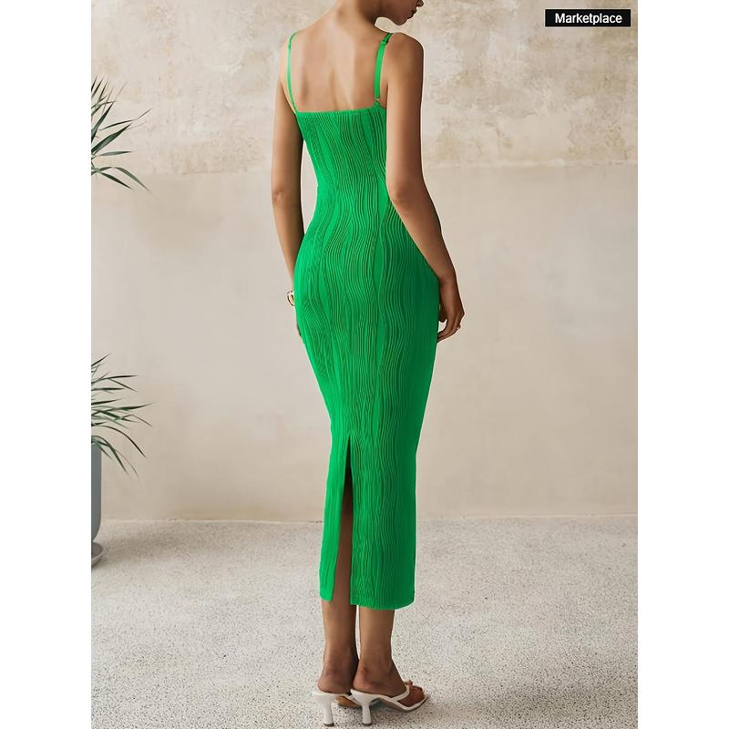 Women's Elegant Off-Shoulder Backless Sleeveless Long Formal & Casual Sundress - Vibrant Emerald Green, Machine Washable Summer Sheath Dress with Slit Hem for Weddings, Beach Vacations & Evening Events, Casual Summer Dresses
