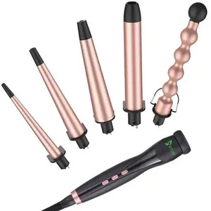 Curling Iron 5-In-1 Hair Crimper Wand Set 3 Barrel Ceramic Hair Waver Wand Set