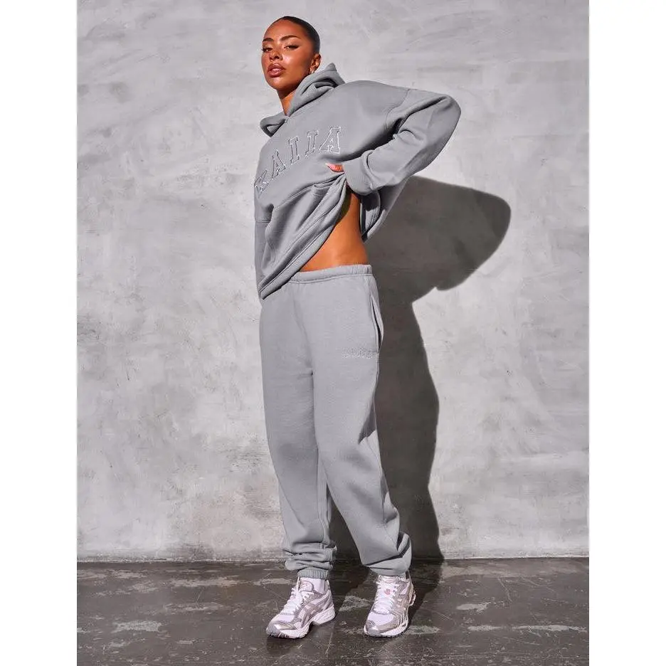 Kaiia Logo Cuffed Joggers Dove Grey
