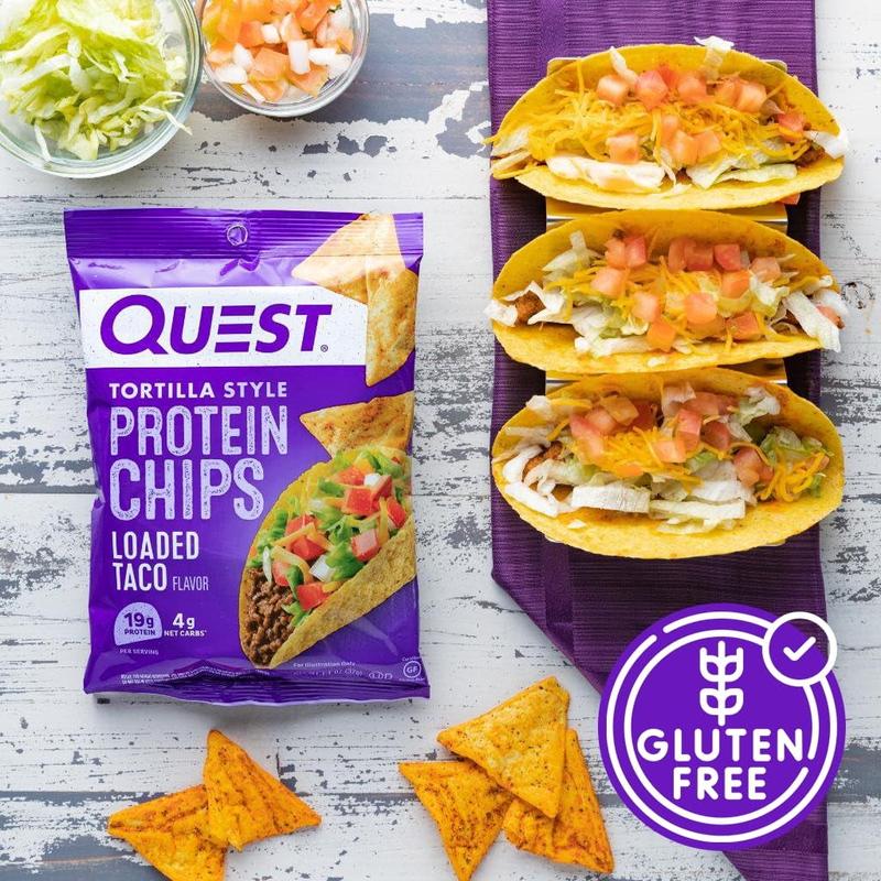 Quest Tortilla Style Protein Chips Variety Pack 6 Pack 1.1 Ounce Each High Protein Low Carb Gluten Free Assorted Flavors Hot Spicy Chili Lime Spicy Sweet Ranch Nacho Cheese & Loaded Taco Crunchy Crispy Healthy Snack - Chicharon