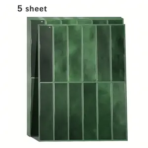 3D Self-adhesive Wall Tile, 5 Counts Waterproof Bathroom Wall Tile Sticker, Heat Resistant Removable Kitchen Backsplash, Decorative Wall Sticker, Home Decor