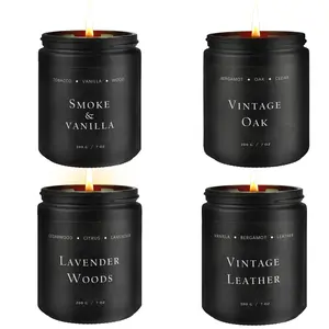 Scented Candles Set | Father's Day , Valentine's Day Gift, Men Candle Set, Scented Candles for Home, Gifts for Men Aromatherapy Gift Set - 4 Pack Manly Gifts Soy Candle of Leather/Smoke & Vanilla/Oak/Lavender