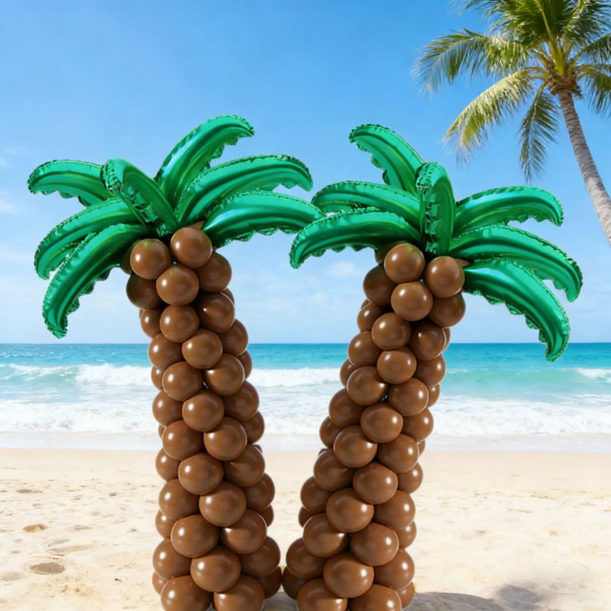Hawaiian Tropical Party Decor Set, 104 Pieces, Palm Leaf Coconut Tree Balloons, Latex Balloons, Beach Birthday Pool Party Decoration, Summer Theme, Party Balloons Decorations