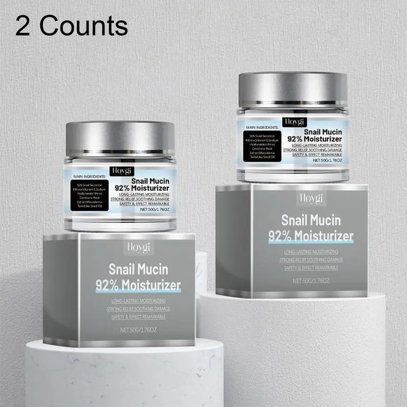 Snail Mucin Solid Cream, 2-Count 100ml Alcohol-Free Moisturizer - Nourishes Normal Skin Adults, 24-Month Shelf Life Daily Skincare for Moisture Locking, 24 Months