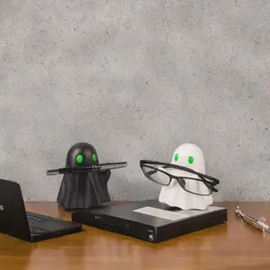 New Creative Resin Figurine Pen Holder Cute Ghost Glowing Eyeglasses Frame Desktop Decoration, Adorable Desk Accessory