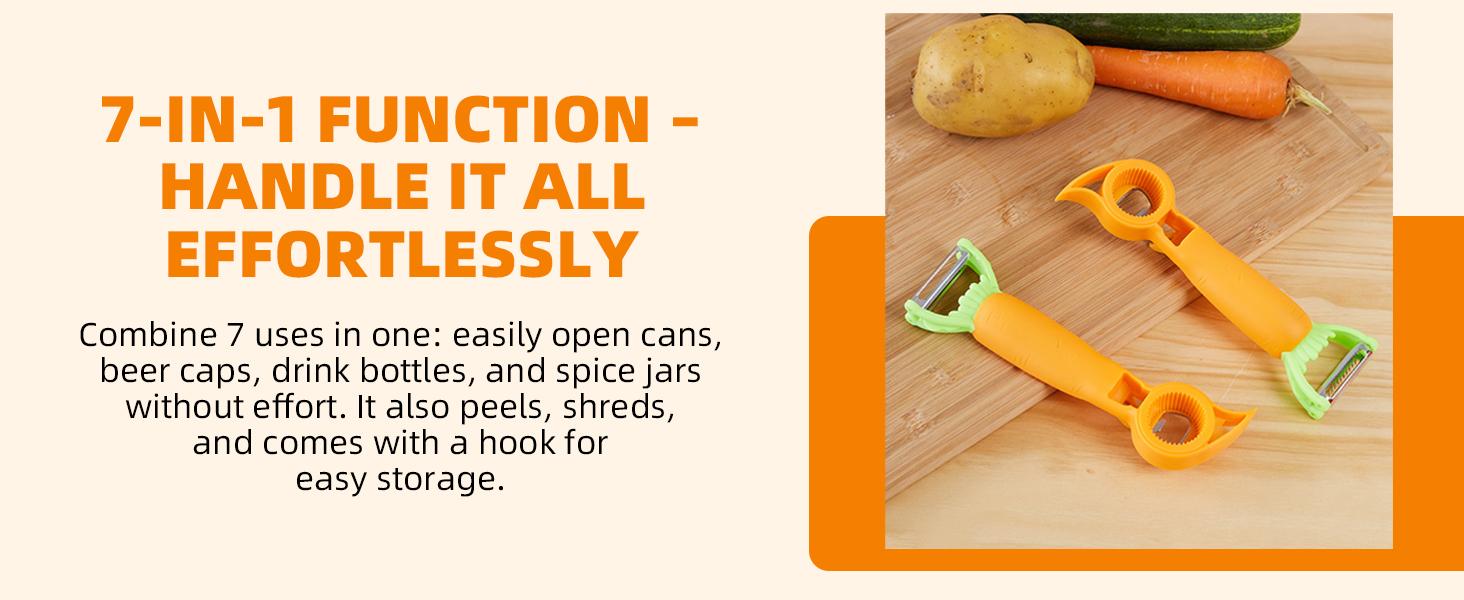 7 in 1 Multifunctional Fruit and Vegetable Peeler Can Opener Bottle Opener Double Blade Grater Kitchen Gadget