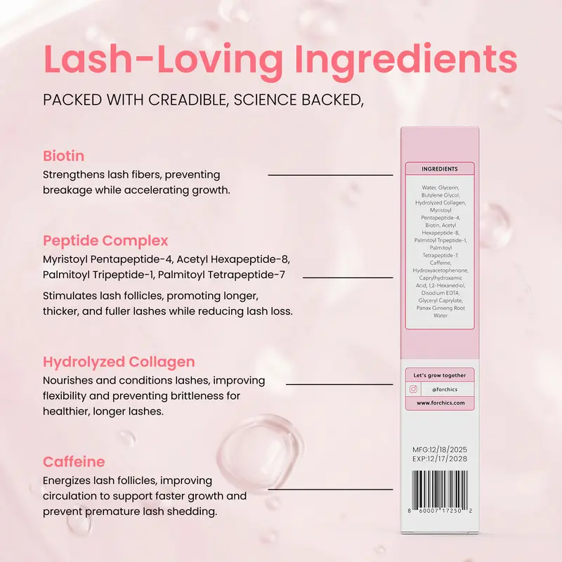 FORCHICS Eyelash Enhancing Serum with Powerful Peptides & Plant Botanicals for Thinning Lashes 3ML Makeup Cosmetic 3