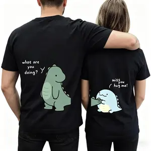 Lovely Dinosaur Matching Couple T-shirt, Cute Dino Hoodie Gift for Couples, Adorable Matching Sweatshirt for Lovers