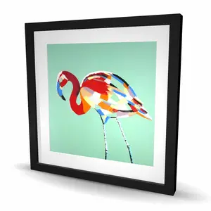 212 MAIN Neo Mint Framed Flamingo Wall Art, 24x24 in Multicolored Nature Photo - Artistic Artwork for Home Decor Decoration, Posters & Prints Home Supplies, Room