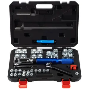 VEVOR Hydraulic Flaring Tool Kit, 45 Double Flaring Tool, Brake Repair Brake Flaring Tools for 3/16-1/2, Brake Flare Tool with Tube Cutter and Deburrer, 32 PCS Tube Flaring Tools for Copper Lines