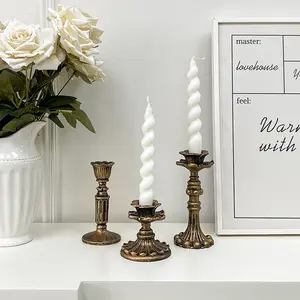French Classical Gold Candlestick Decorative Piece, Vintage European Wedding Decoration, Suitable for French Retro Home Decor