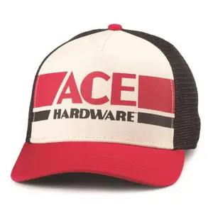 Ace Vintage Threads 8098057 Logo Baseball Cap - Black, Ivory & Red - One Size Fits Most, Snapback Hat, Adjustable Cap, Mesh Cap
