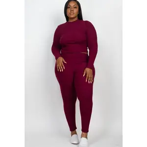Ribbed Mock Neck Long Sleeve Top and Leggings Set