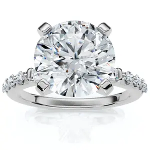 Certified 3Ct Diamond & Baguette Accent Diamond Ring 14k Gold or Pt Lab Grown